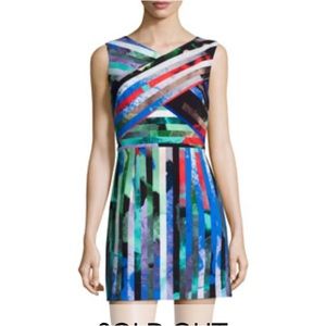 Milly Allison Mirage-Striped Multi Color Sleeveless Mini Dress Size 6